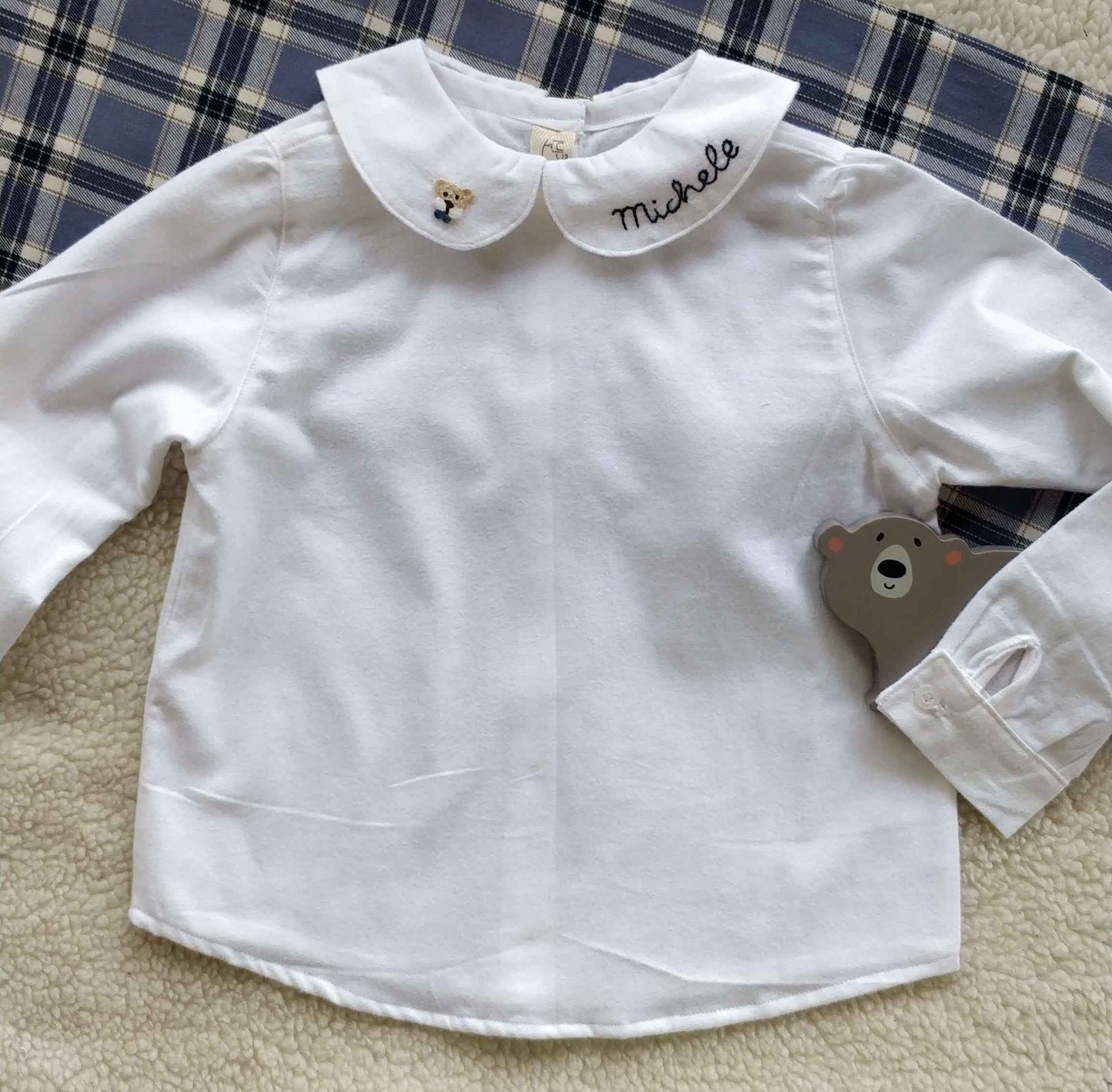 Camicina flanella bambino con colletto personalizzato