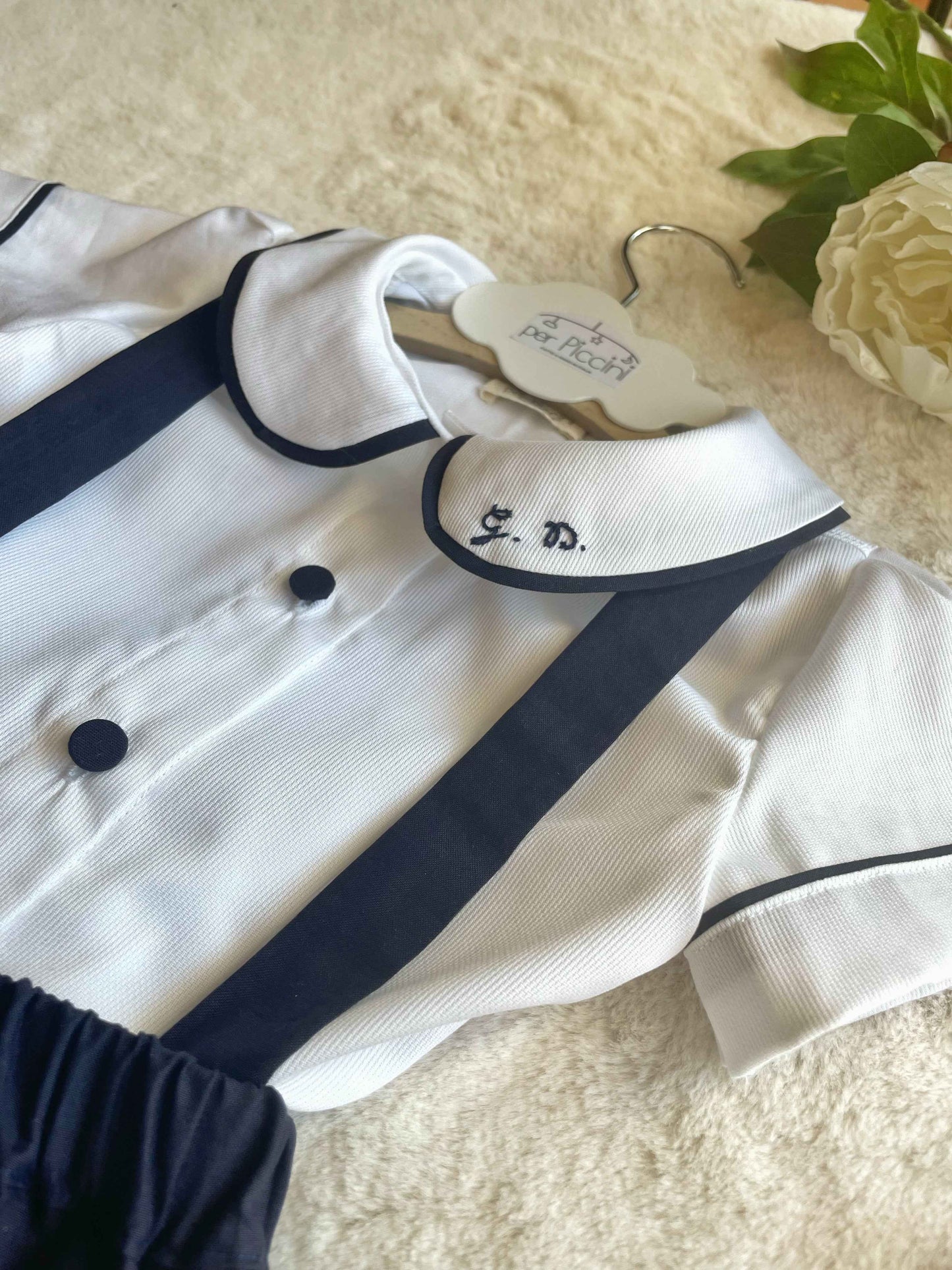 Completino Cerimonia Ettore | Camicia in Piquet e Bermuda con Bretelle (Copia)