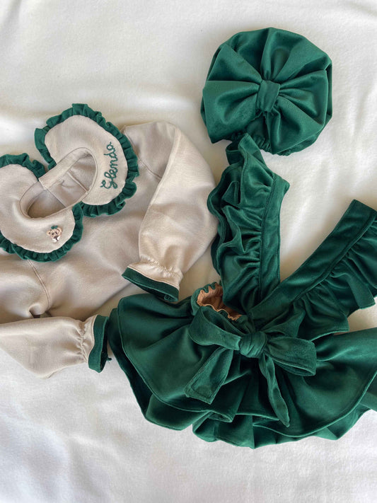 Body frou frou bordato velluto bambina