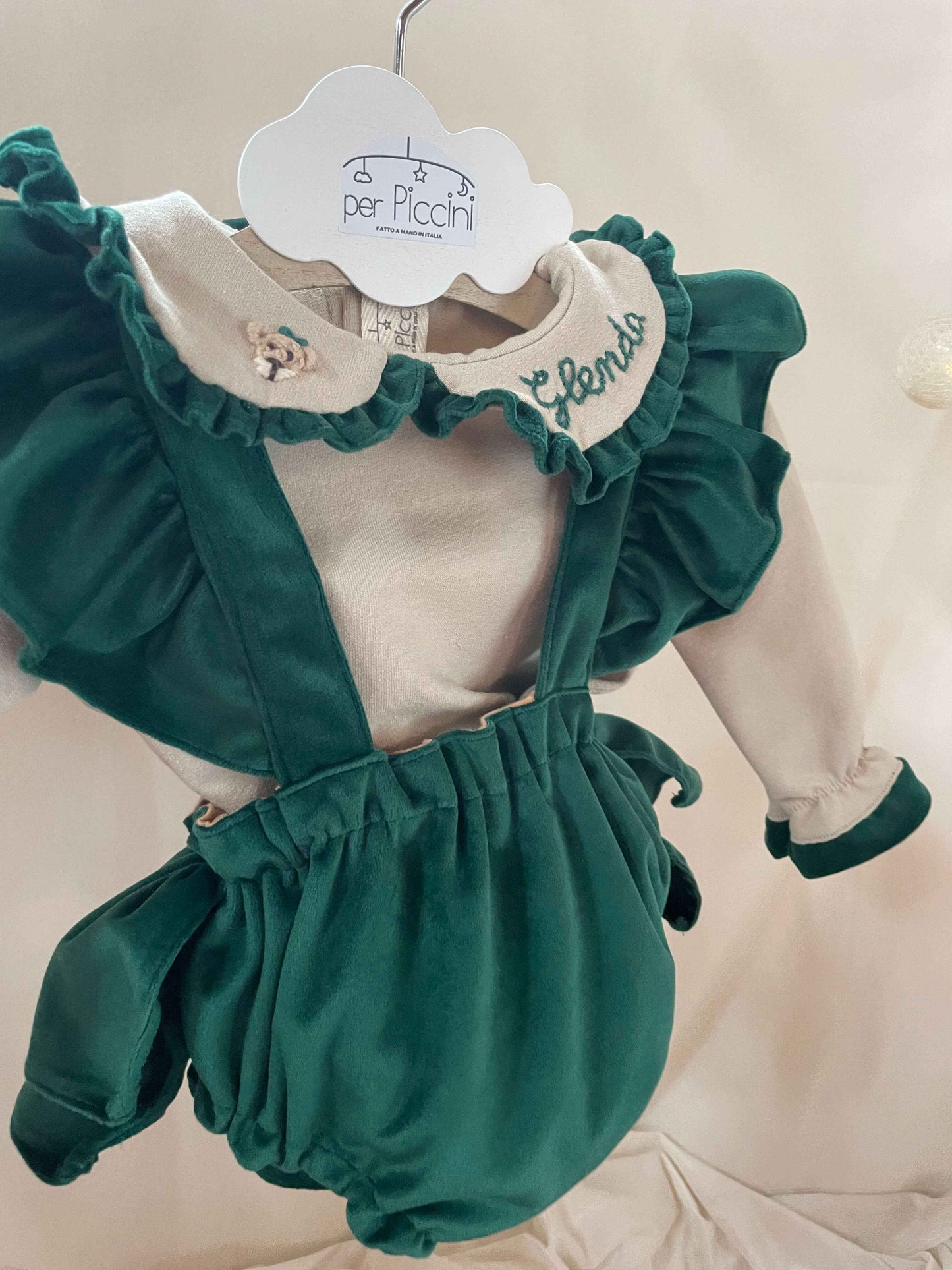 Pagliaccetto froufrou in velluto per bambina