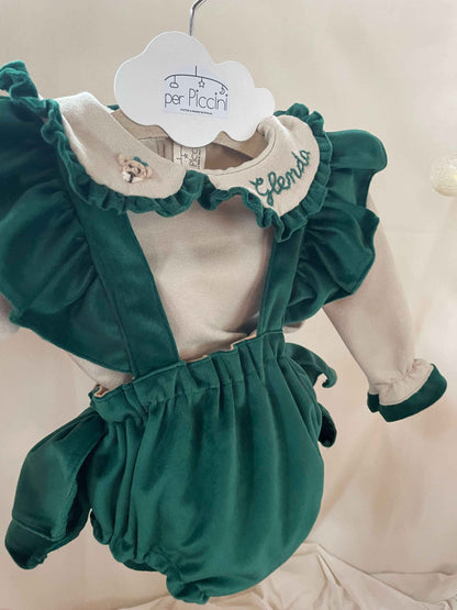 Pagliaccetto froufrou in velluto per bambina