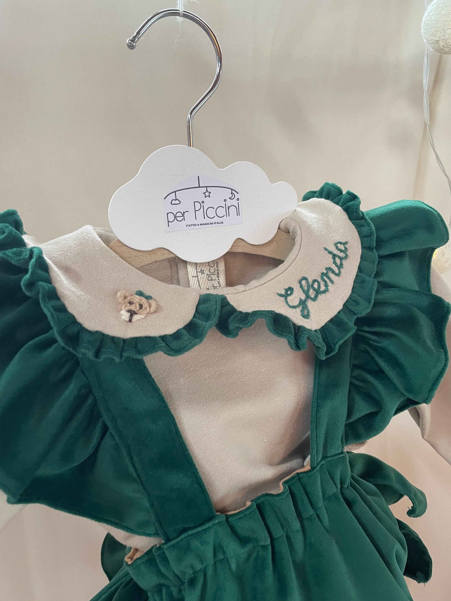 Body frou frou bordato velluto bambina