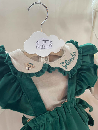 Body frou frou bordato velluto bambina