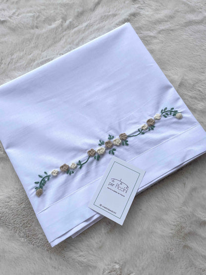 Parure lenzuola culla e federa ricamate