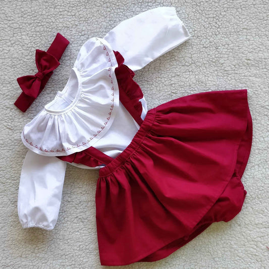 Gonna con bretelle in cotone