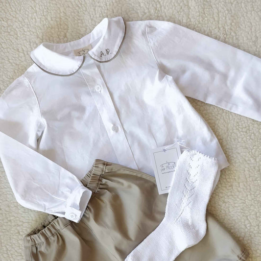 Camicia cerimonia neonato in puro cotone con abbottonatura frontale (Copia)