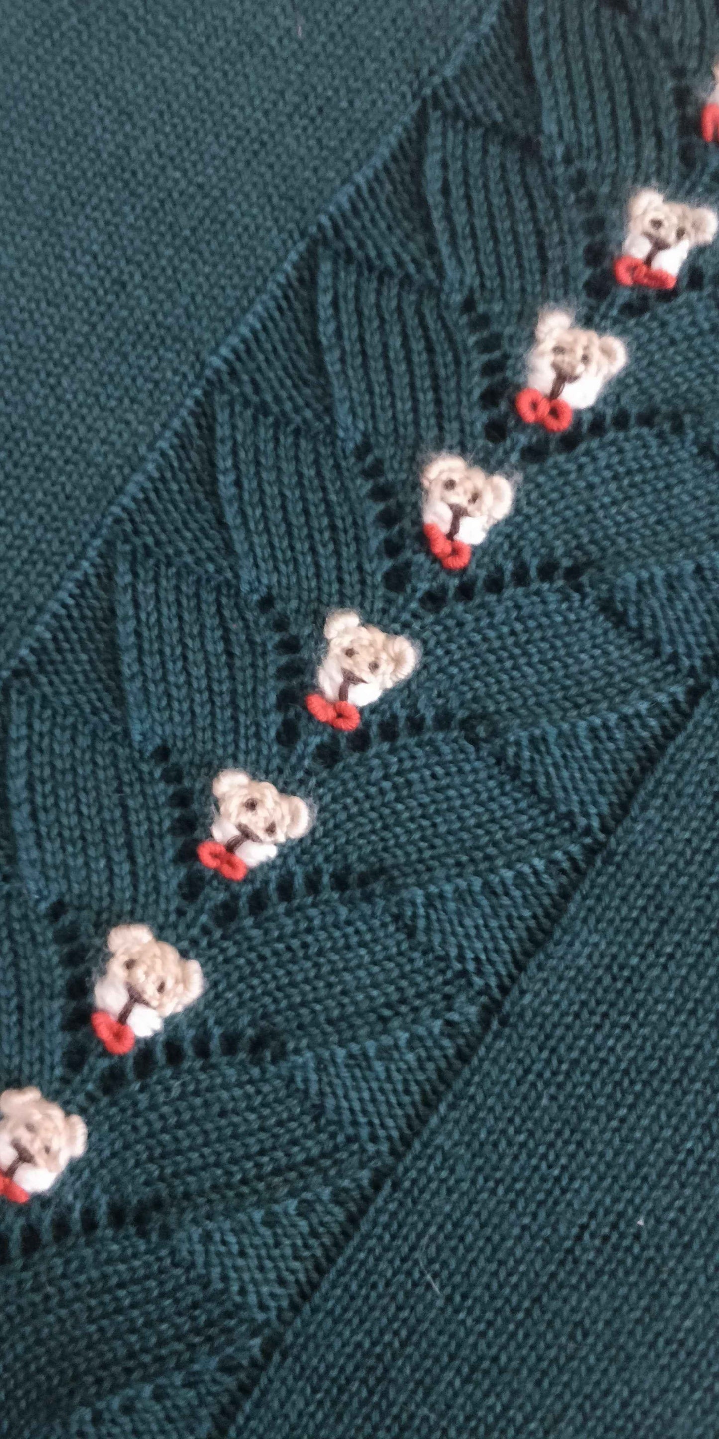 Salopette lana orsetti ricamati