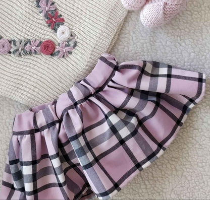 Gonna tartan con coulotte bambina