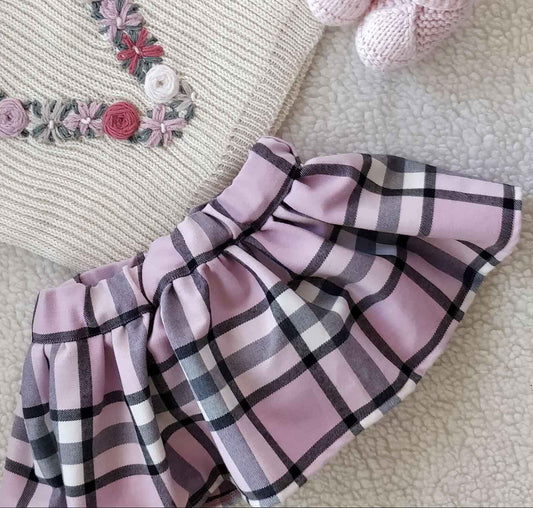 Gonna tartan con coulotte bambina