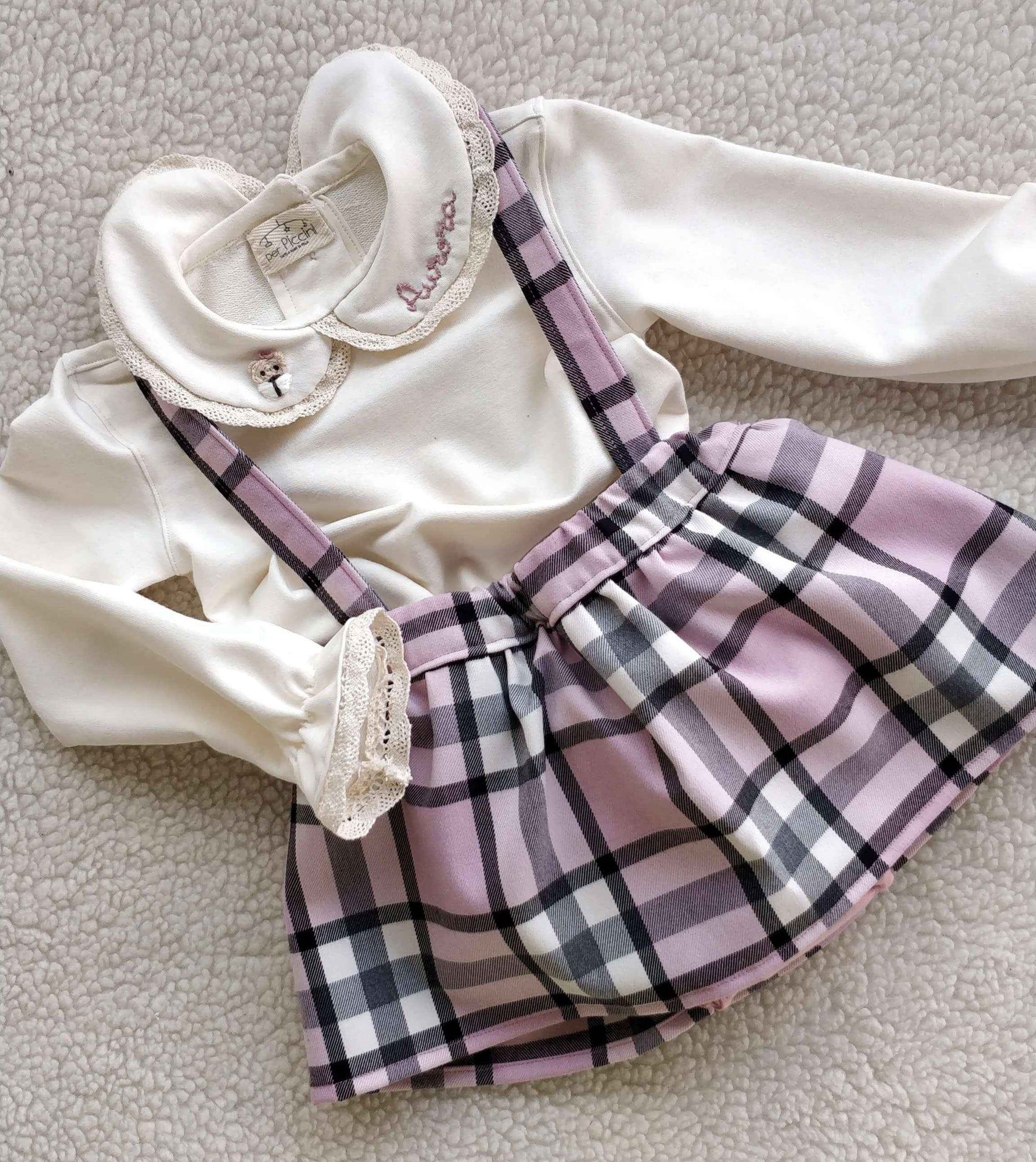 Gonna tartan con bretelle bambina