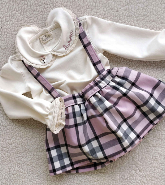 Gonna tartan con bretelle bambina