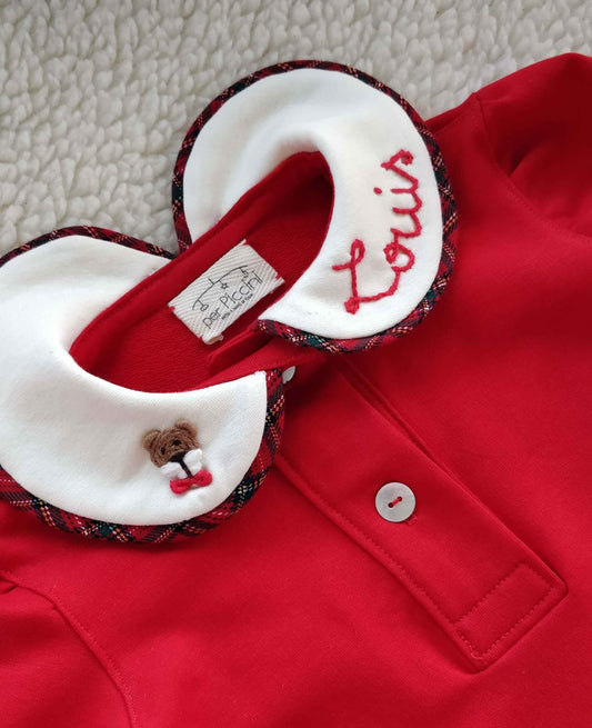 Polo rossa Natale con abbottonatura e colletto