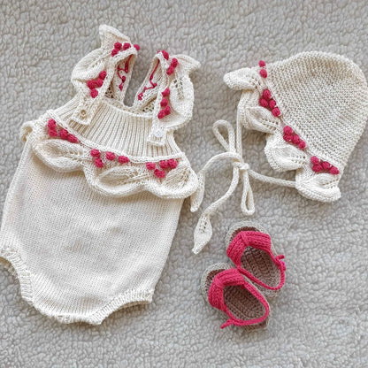 Pagliaccetto foglioline e pois in cotone