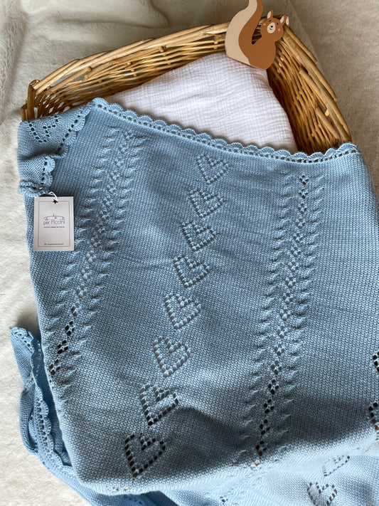 Copertina "Cuoricini" in lana baby - Per Piccini