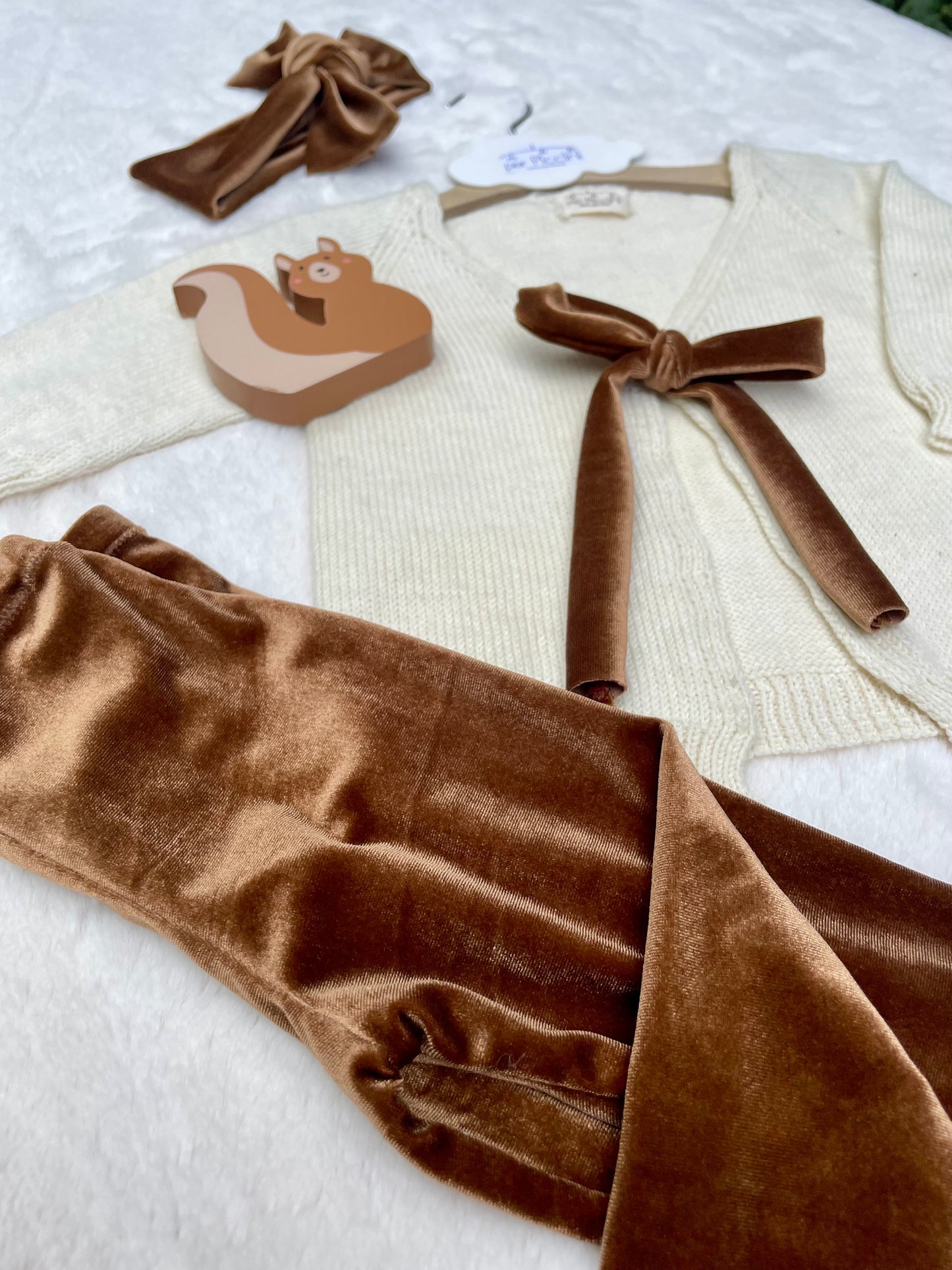 Cardigan a V con leggings e fascia - Per Piccini