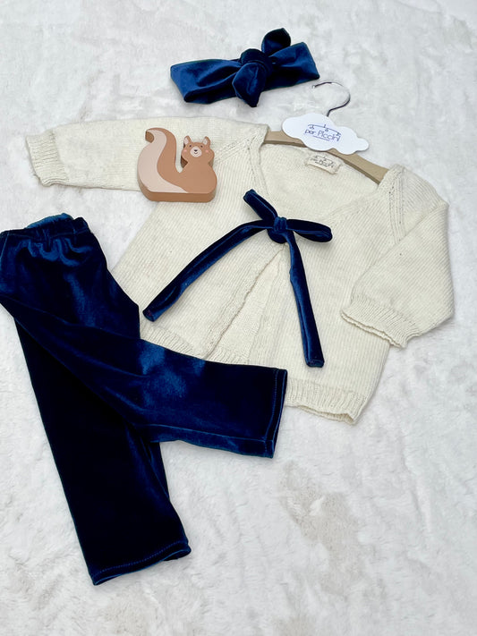 Cardigan a V con due set leggings e fascia - Per Piccini