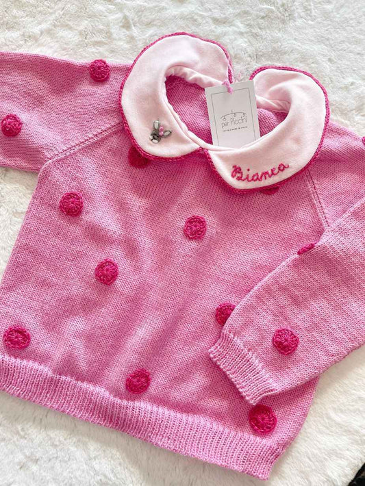 Maglione con pois e colletto in cotone per neonato  – Edizione Pasqua