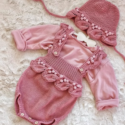 Pagliaccetto foglioline e pois in cotone