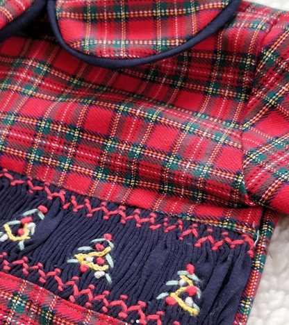 Pagliaccetto tartan ricamato Natale