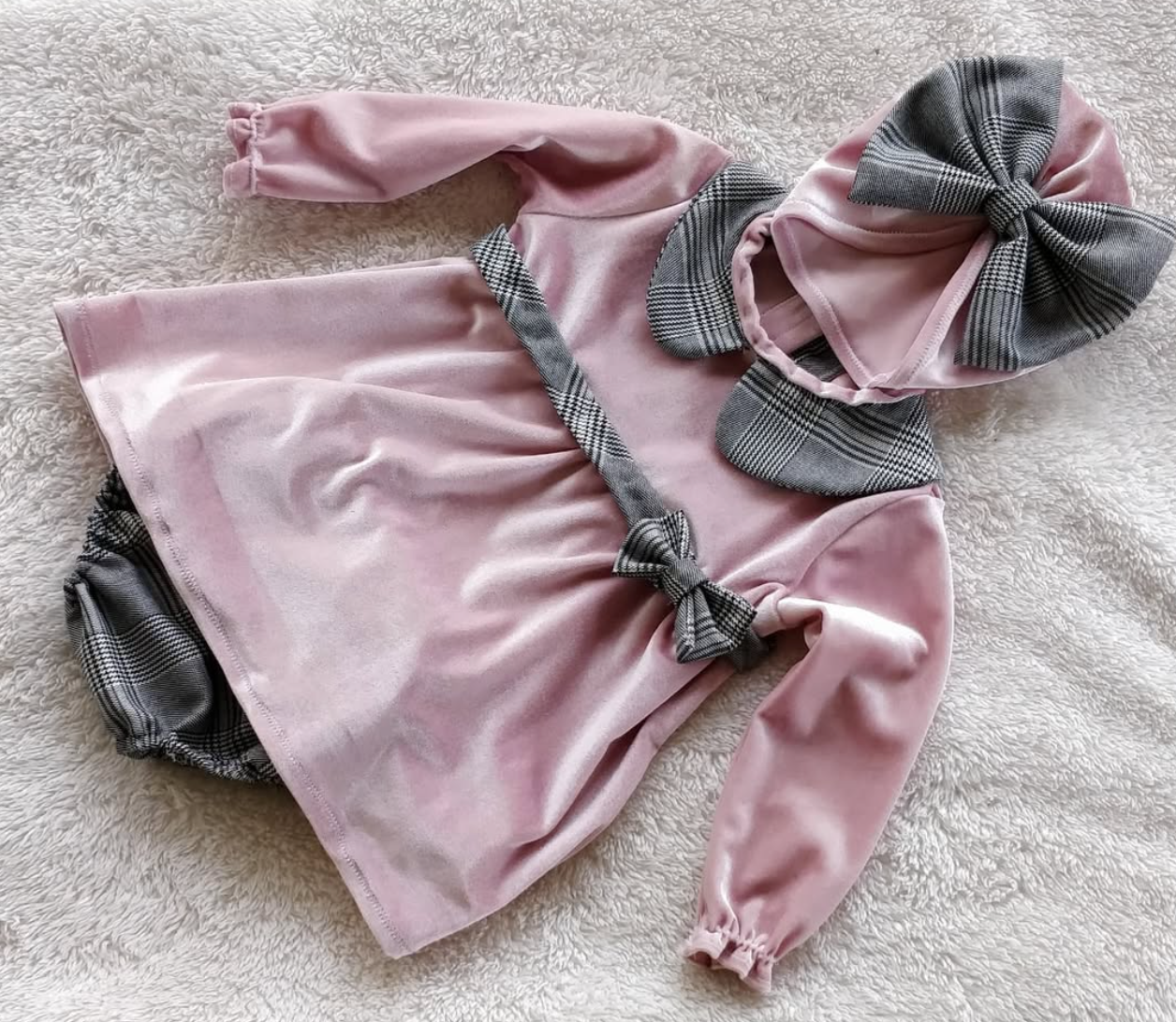 Vestito velluto tartan bambina Natale