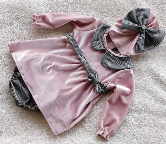 Vestito velluto tartan bambina Natale