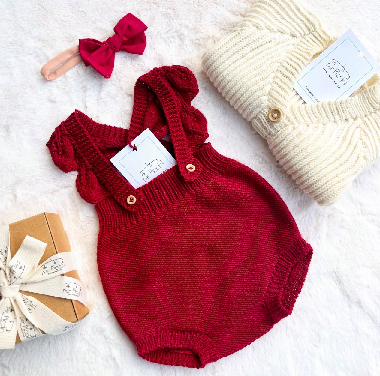 Pagliaccetto lana con bretelle foglioline natalizio